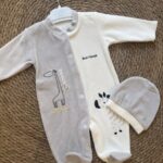 Fleece animal romper with beanie