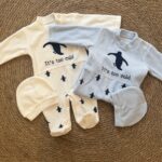 Fleece penguin romper with beanie