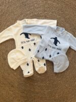 Fleece penguin romper with beanie