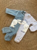 Fleece bunny romper with beanie
