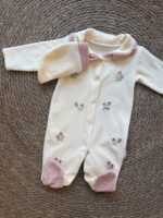 Fleece flowers romper with beanie