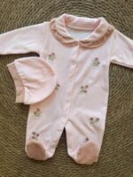 Fleece flowers romper with beanie - Image 2